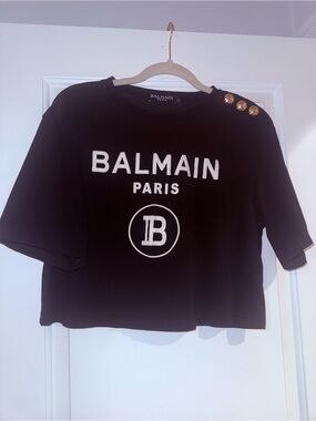 Balmain Boxy Crop logo shirt